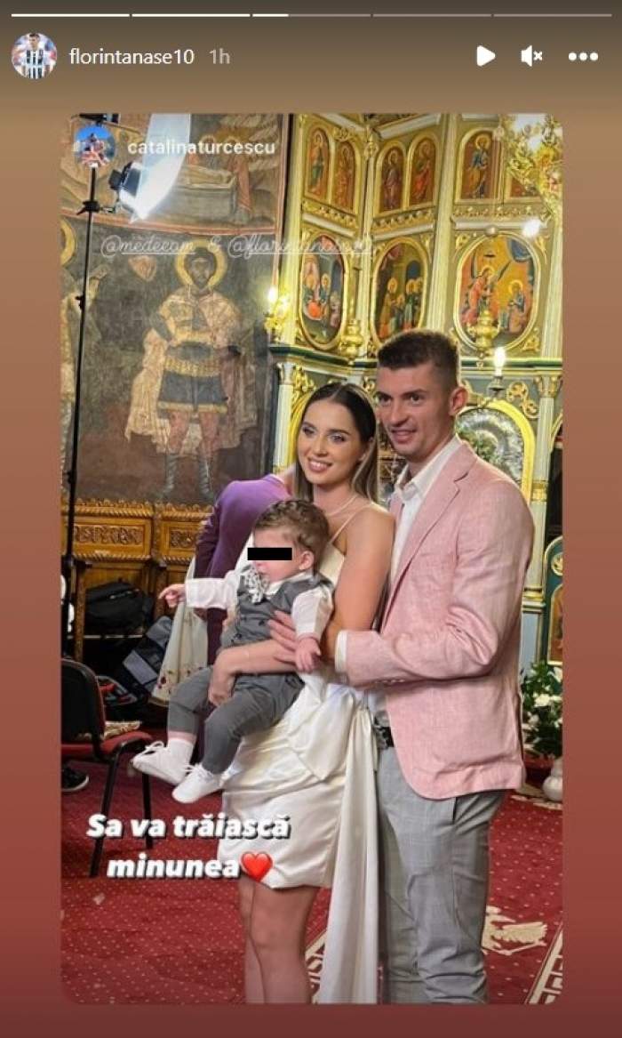 Florin Tănase și soția lui, Medeea, și-au botezat băiatul. Imagini de la marele eveniment din familia fotbalistului / FOTO