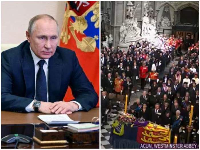 colaj cu Vladimir Putin și moment de la ceremonia de înmormântare