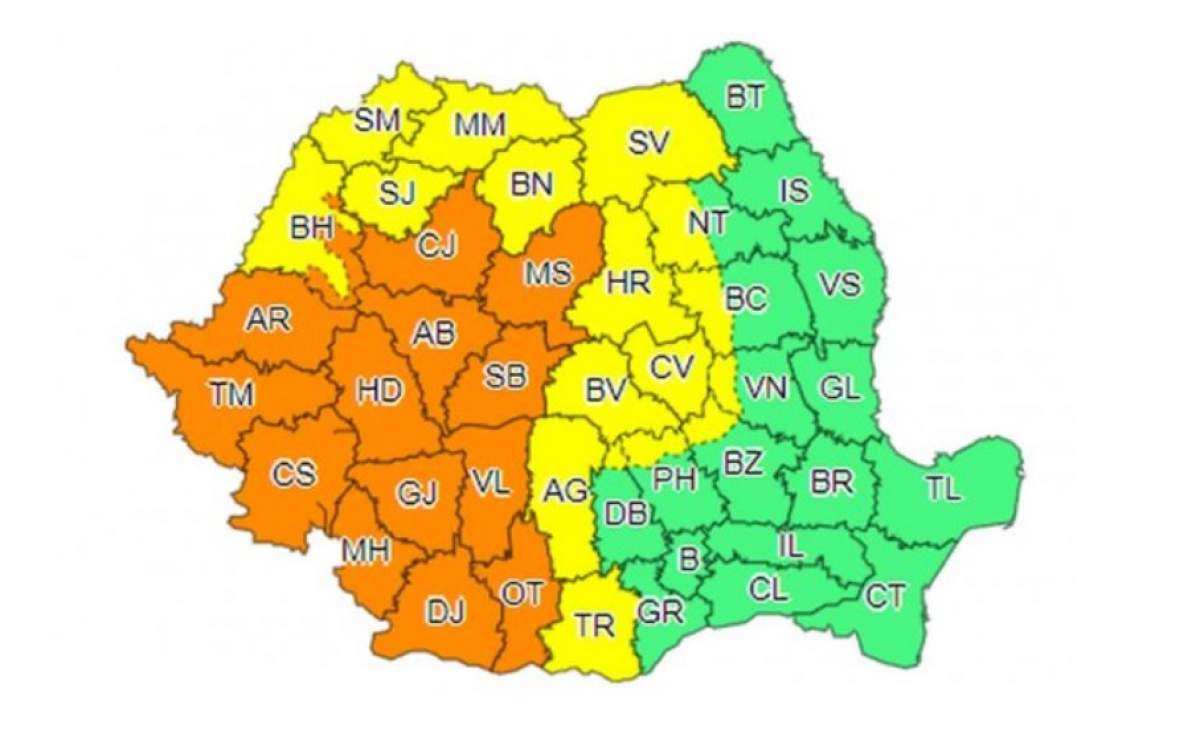 Anunț ANM de ultimă oră! Cod portocaliu și galben în mai multe județe