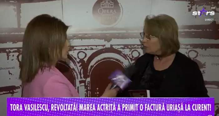 Tora Vasilescu, revoltată! Marea actriță a primit o factură uriașă la curent: "E rușinos" / VIDEO
