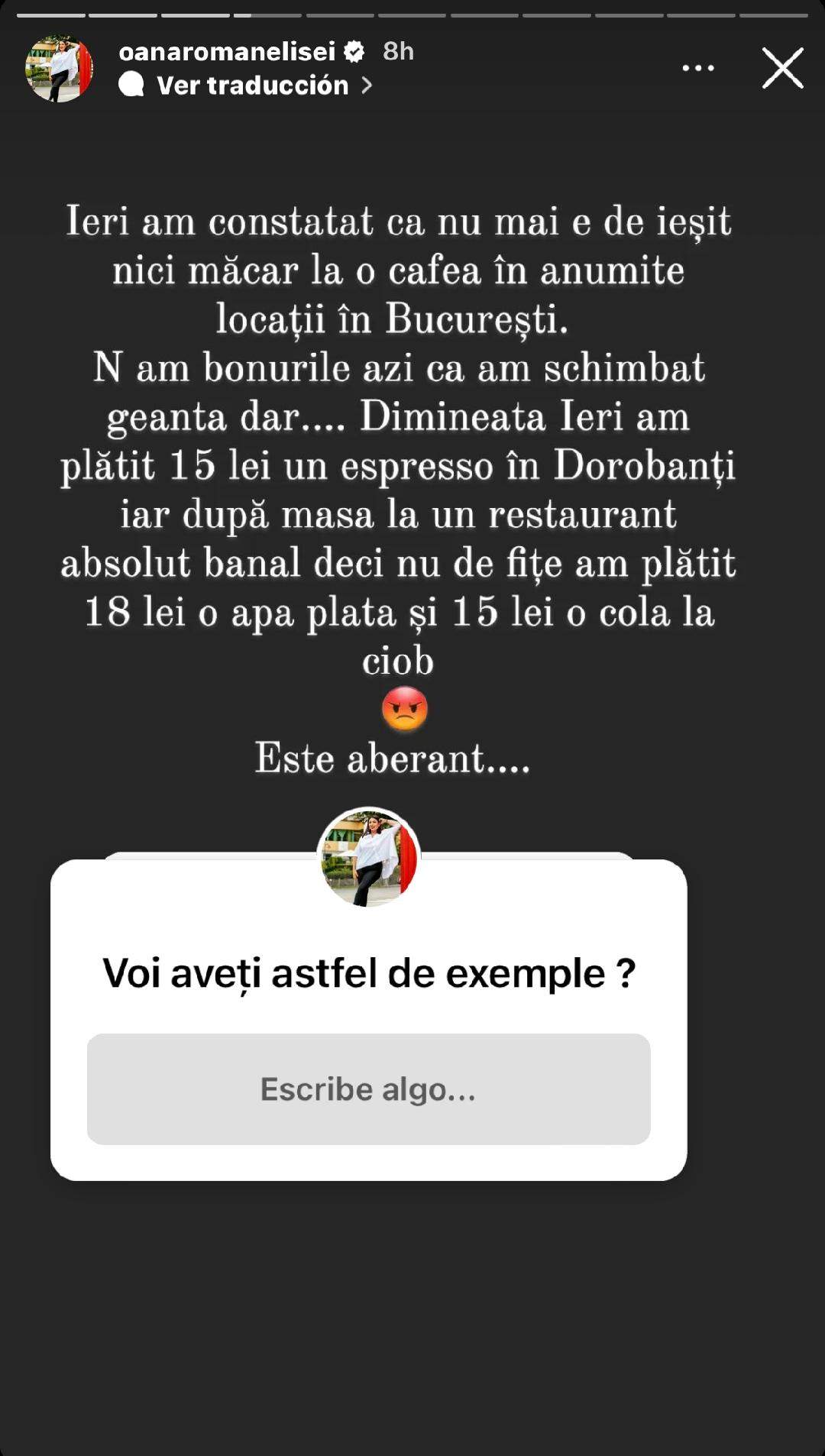 Oana Roman, revoltată din cauza prețurilor uriașe ale restaurantelor. Cum a reacționat vedeta