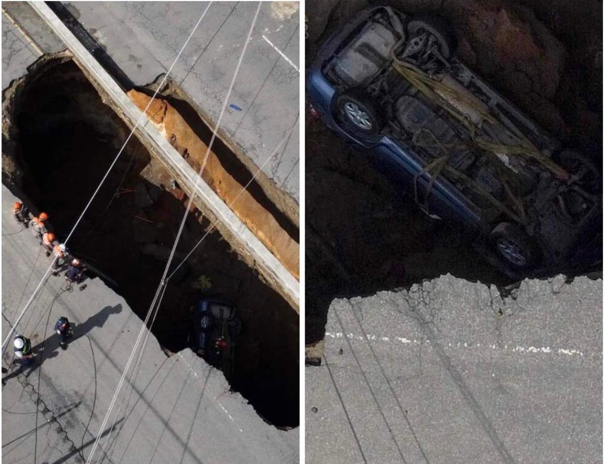 Imagini dramatice cu craterul unde au căzut mai multe persoane Imagini dramatice cu craterul unde au căzut mai multe persoane