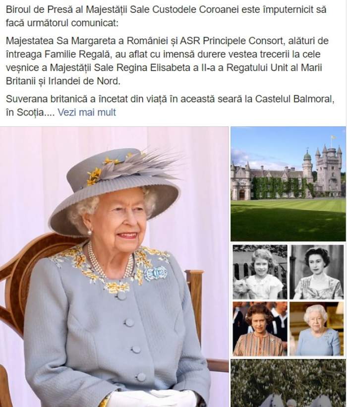 Mesajul Principesei Margareta, după moartea Reginei Elisabeta. Ce a transmis Casa Regală a României