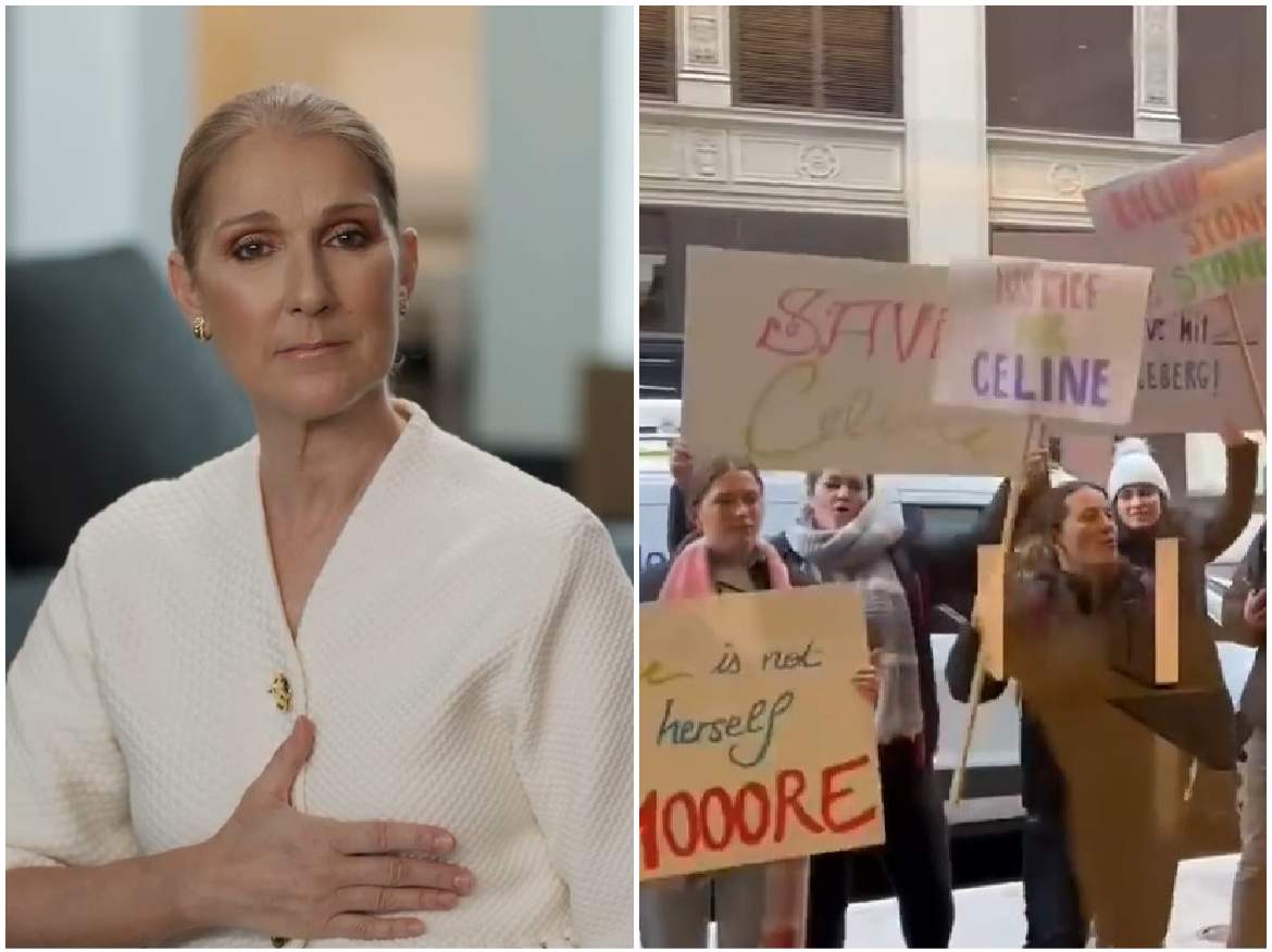 Colaj cu Celine Dion și fanii la protest