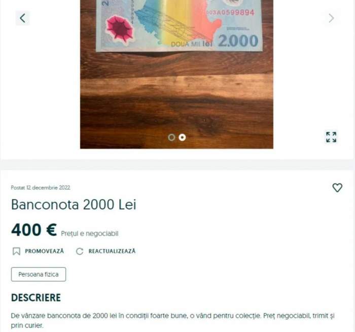 Bancnota cu eclipsa se vinde cu o sumă fabuloasă pe OLX, în 2023! Cât costă acum