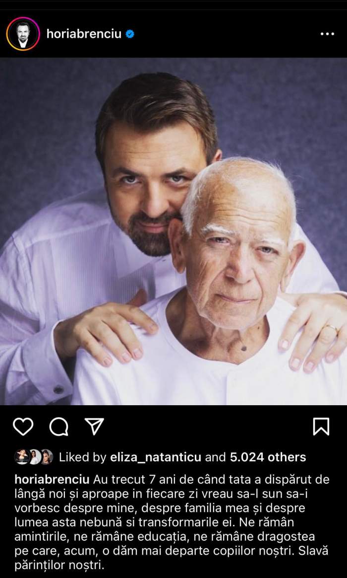 “Ne rămân amintirile”. Horia Brenciu, imagine emoționantă alături de tatăl său. Ce mesaj a postat artistul despre regretatul lui parinte / FOTO
