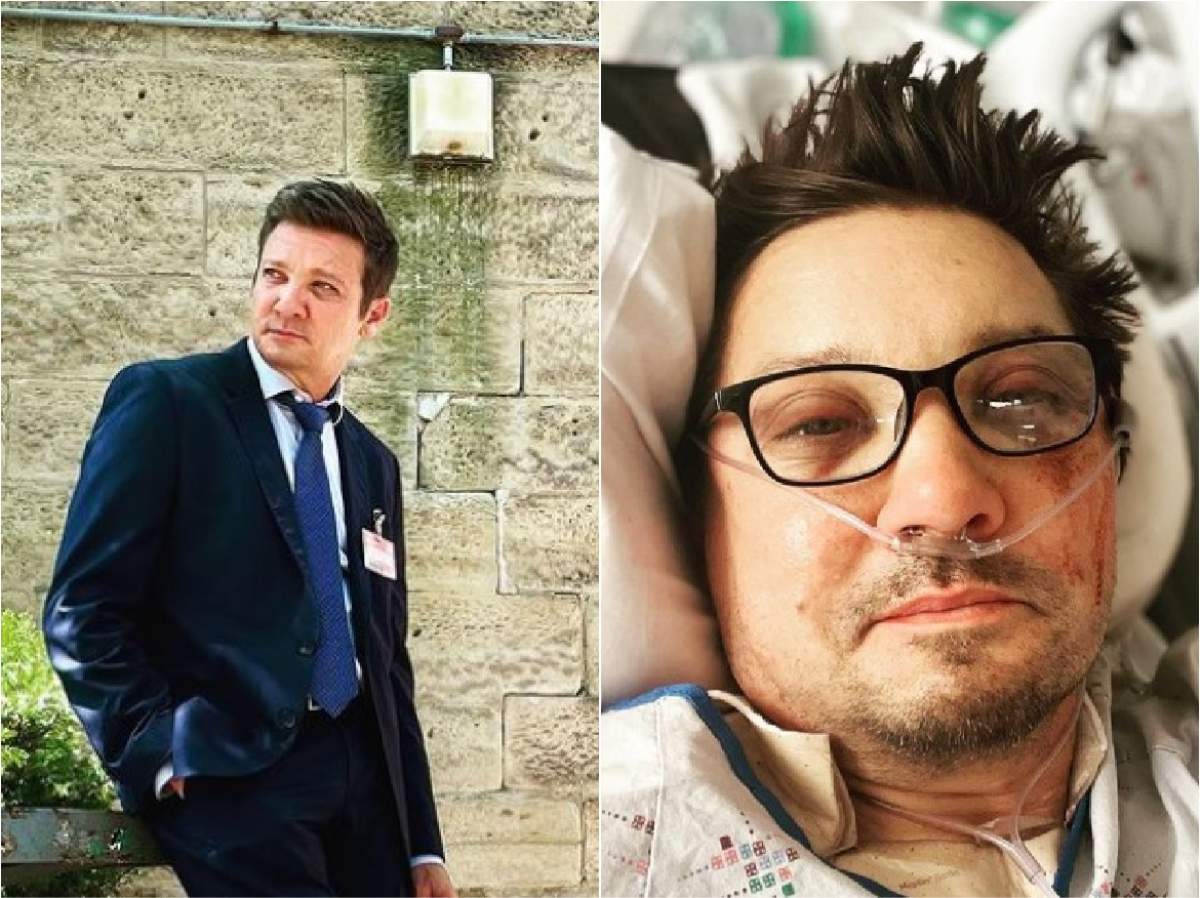 Jeremy Renner, colaj cu el la costum și el pe patul de spital