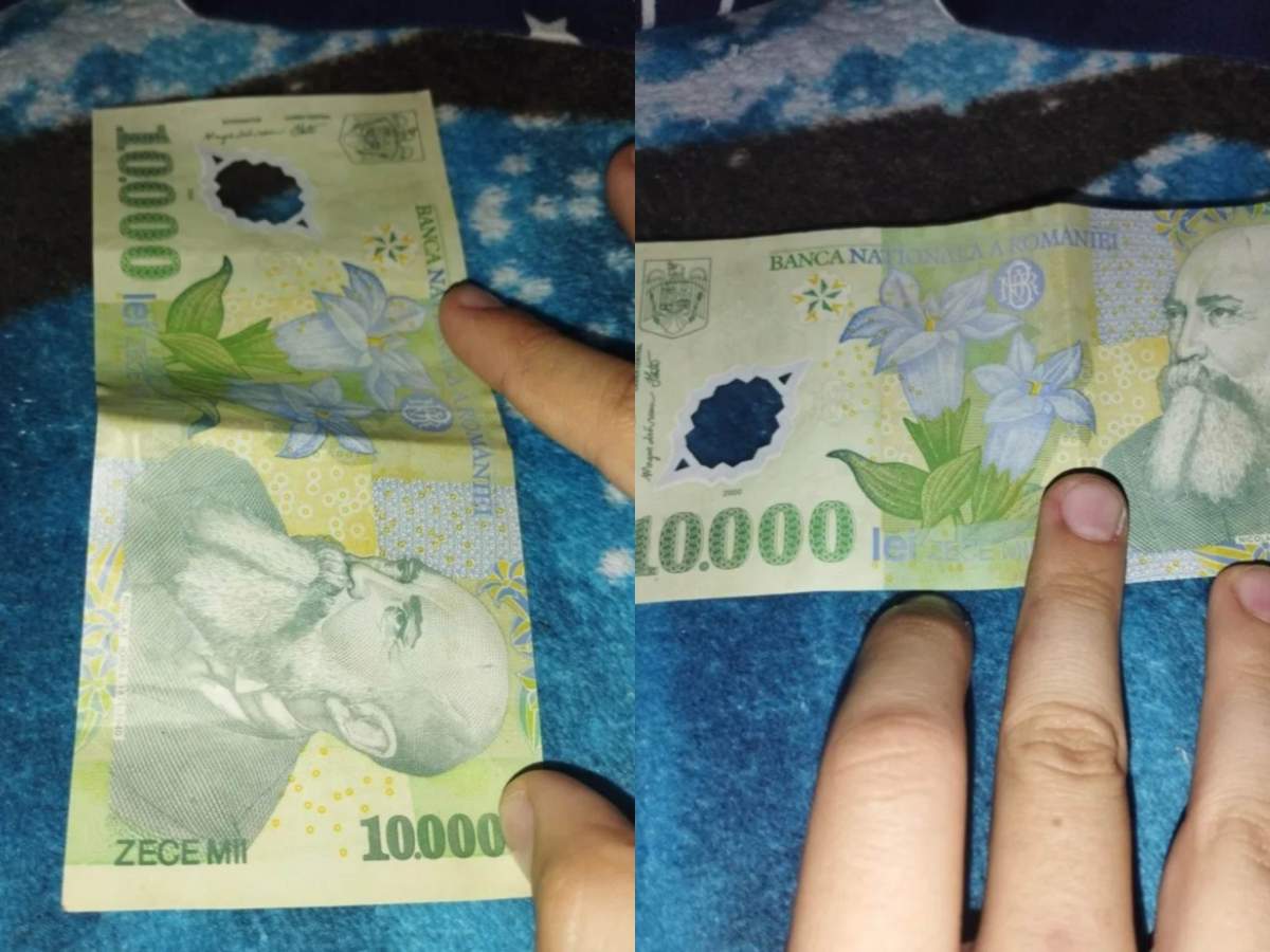 Bancnota de 10.000 lei se vinde pe OLX cu 250 lei negociabil. Bancnota de 10.000 lei
