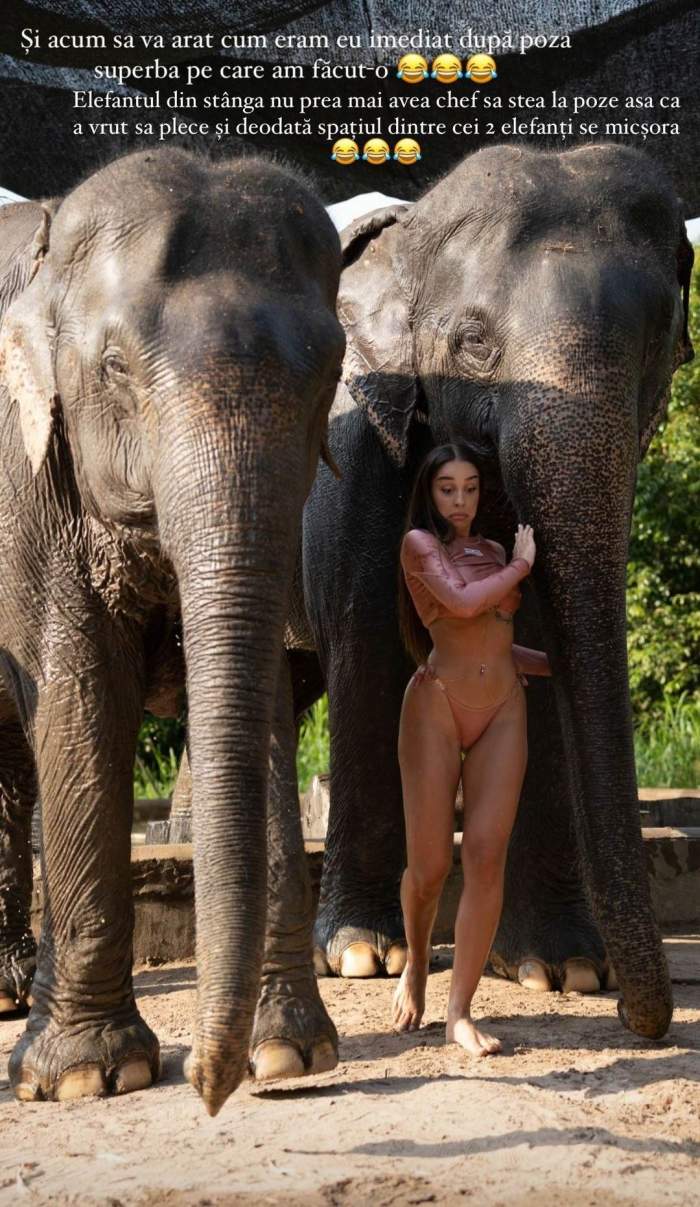 Cristina Ștefania, la un pas să fie călcată de un elefant. Iubita lui Speak a trăit clipe de panică în vacanță: ”Mă vedeam strivită”