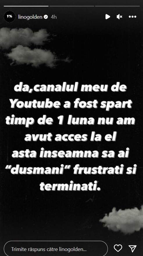 Lino Golden, ținta ”dușmanilor”. Cine i-a spart canalul de YouTube artistului: „Frustrați și terminați”