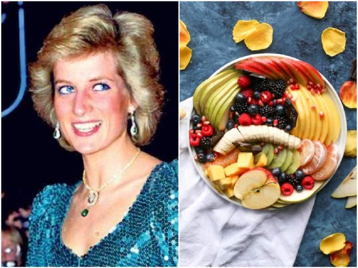 Prințesa Diana și farfurie cu fructe, colaj