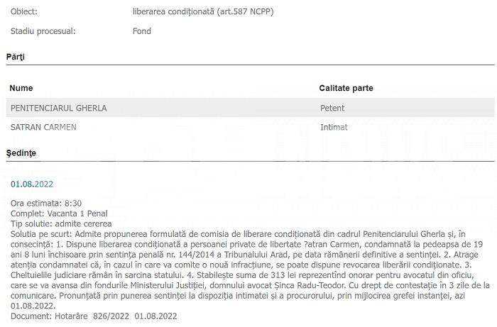 Cea mai sadică ucigașă, gonită din pușcărie / Șefii Penitenciarului Gherla insistă să o scoată din spatele gratiilor pe prostituata care a tranșat un om