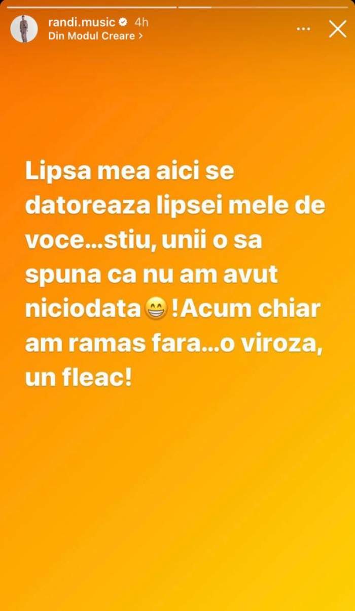 Randi se confruntă cu probleme de sănătate. Ce a pățit artistul: "Unii o să spună că nu am avut niciodată…”