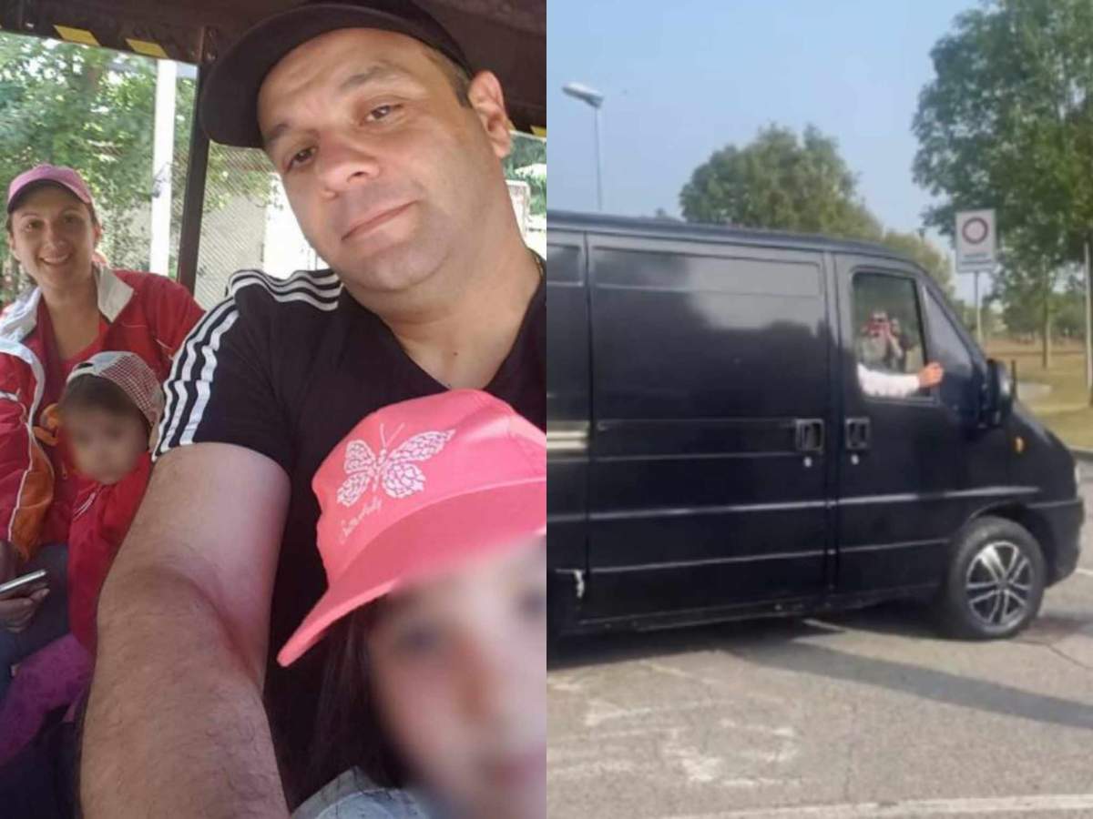 Cei patru au fost ridicați de către rude din Italia. cei patru români și mașina care îi transportă