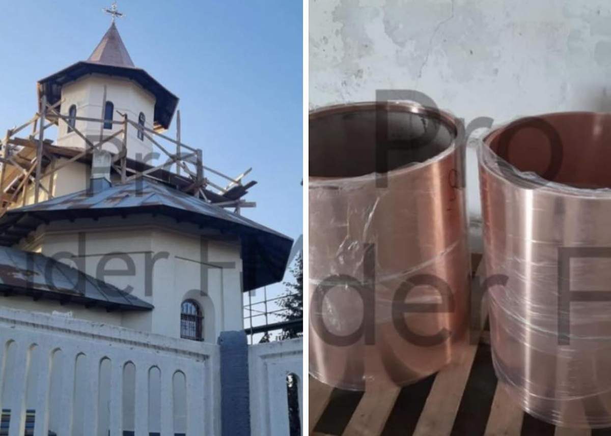 Colaj biserica și tabla de cupru Biserica și tabla de cupru