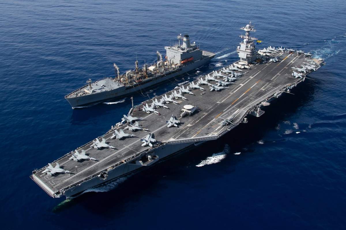 Cea mai mare navă de război din lume, trimisă de SUA să ajute Israelul. USS Gerald Ford poate susține 90 de avioane și 4500 de marinari
