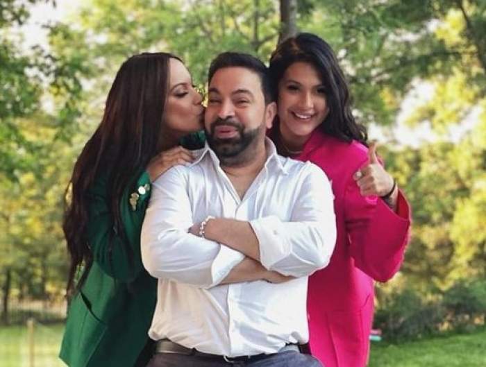 Florin Salam cu fiica și soția lui.