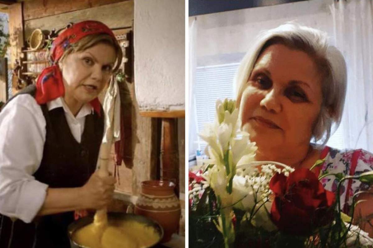 Colaj Natașa Raab înainte și după ce s-a îmbolnăvit, cu părul alb și un buchet de flori în brațe Colaj Natașa Raab înainte și după ce s-a îmbolnăvit