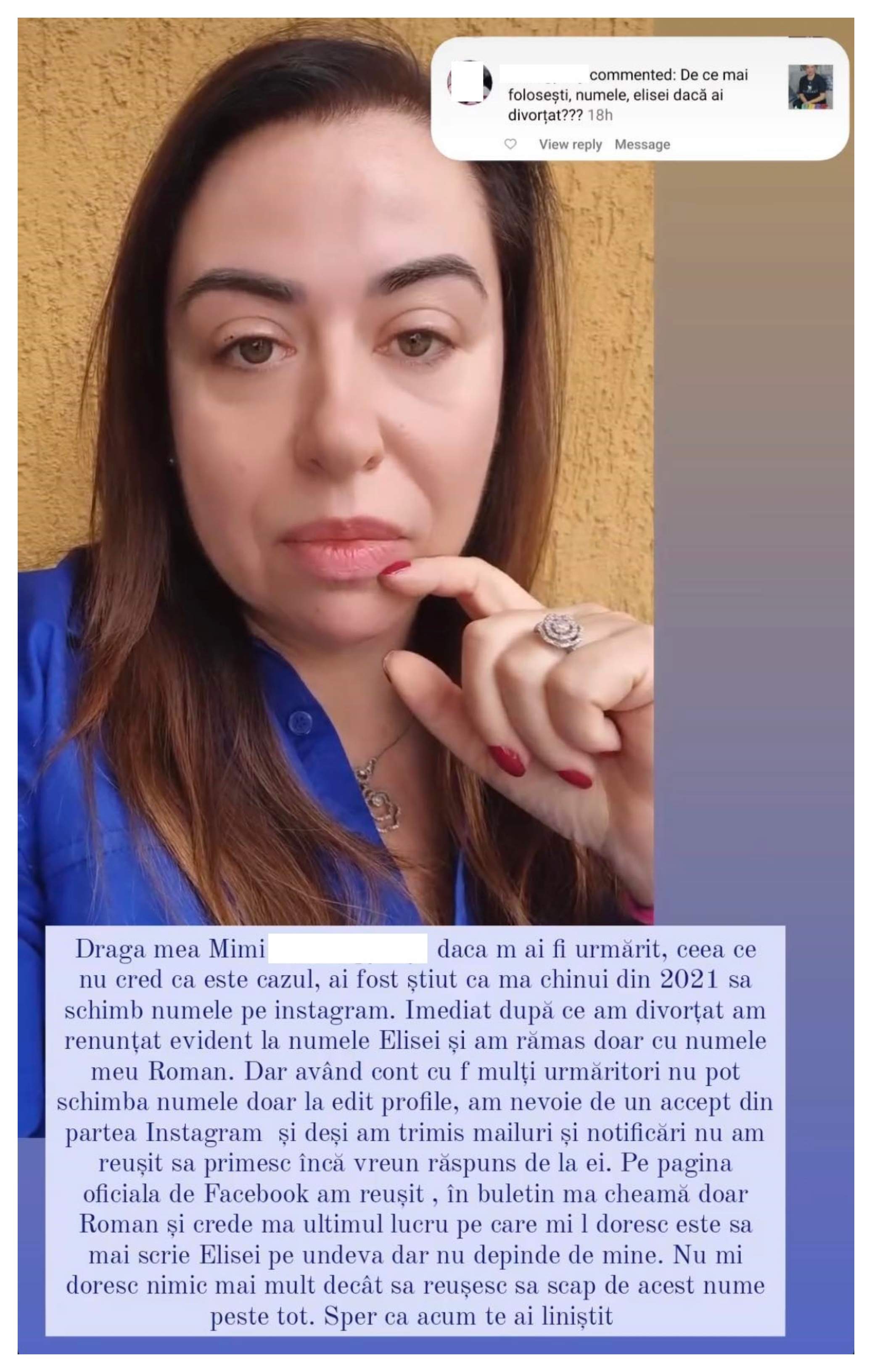 De ce are Oana Roman pe Instagram numele fostului soț!: ”Vrei tu numele Elisei? Ia-l!” / VIDEO