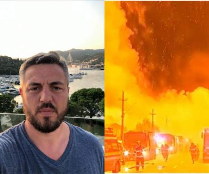 Ionuț Doldurea și imagine din momentul explodiei din Crevedia