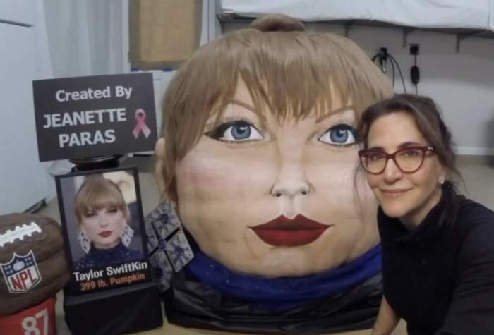 Chipul lui Taylor Swift a fost pictat pe un dovleac de 180 de kilograme pentru Halloween in 10 ore