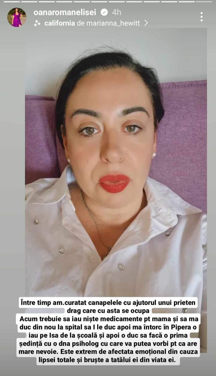Oana Roman a transmis un mesaj