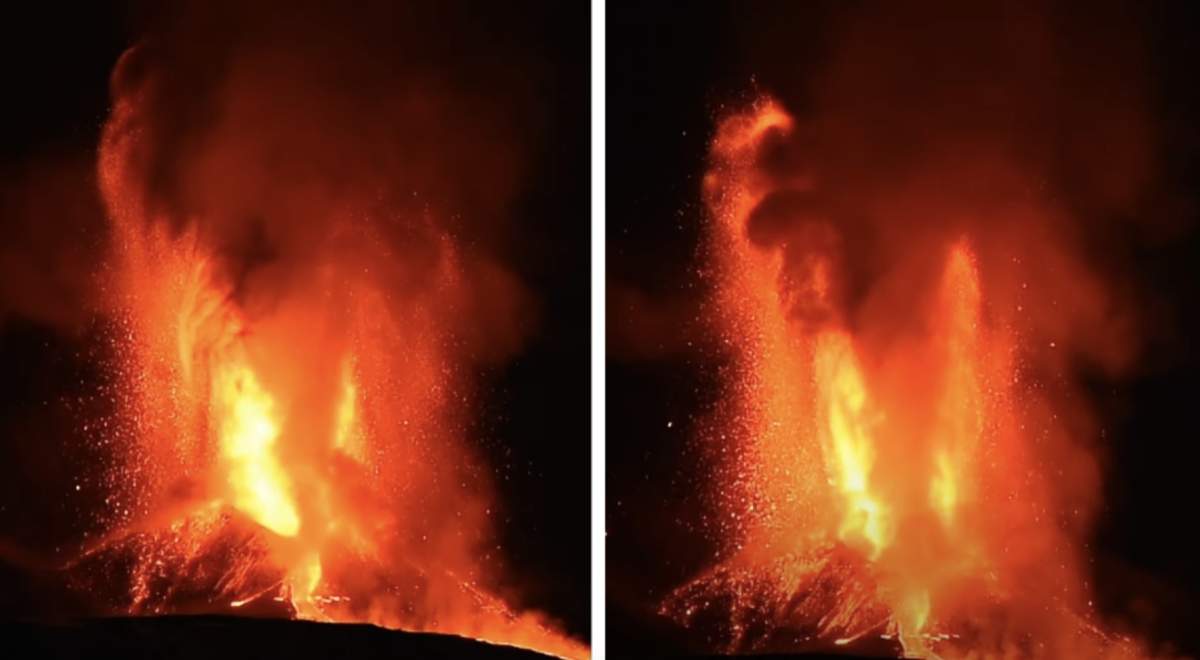 Vulcanul Etna din Sicilia, din Italia Vulcanul Etna din Sicilia a erupt