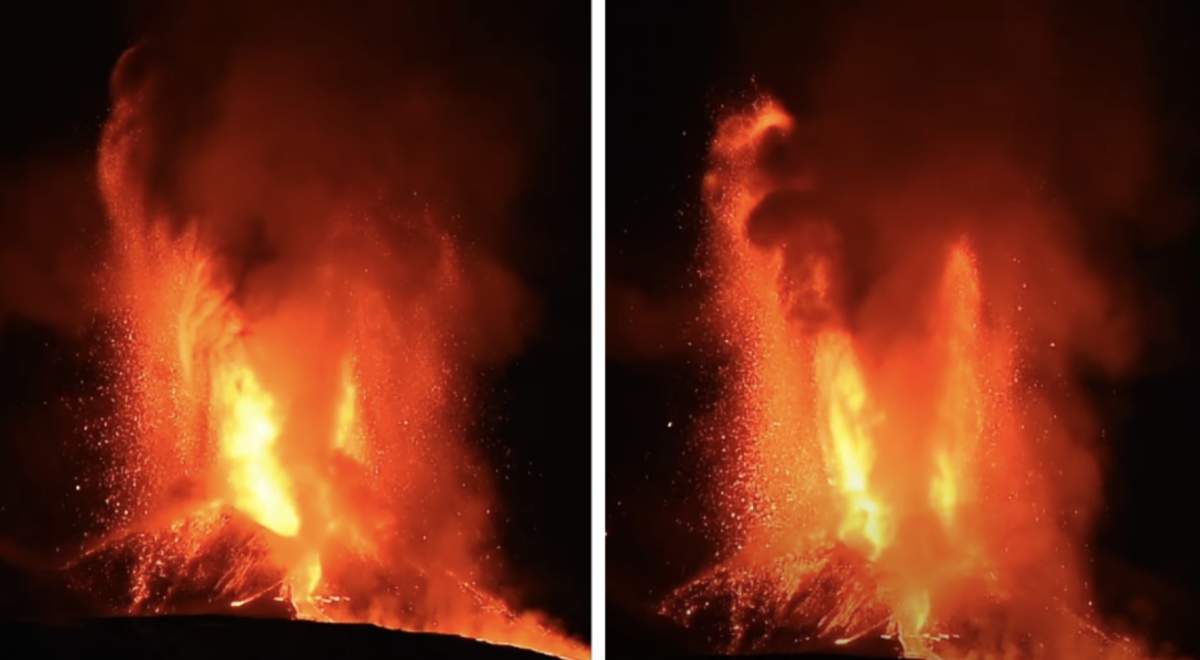 Vulcanul Etna din Sicilia a erupt