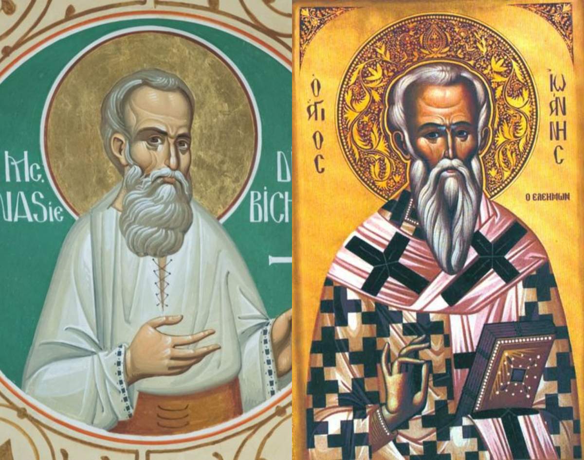 colaj din doua poze sfantul Atanasie Todoran și Sfântul Ioan cel Milostiv