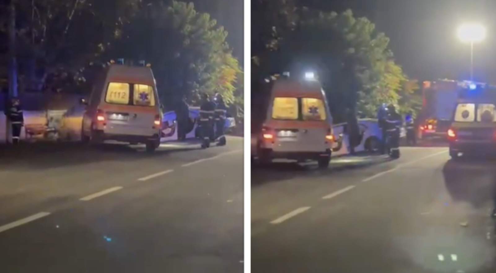 O mașină în care se aflau doi tineri a ieșit de pe șosea și s-a izbit de un copac