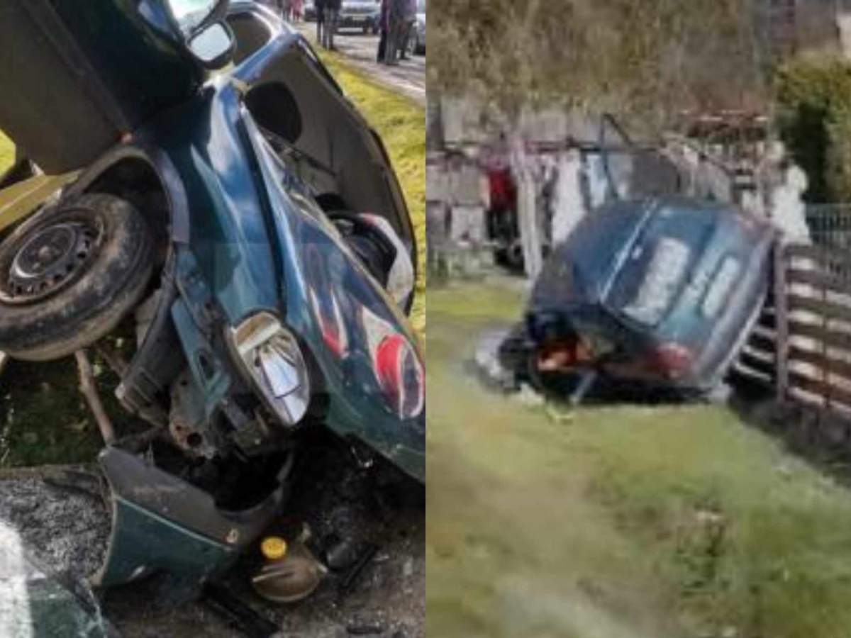 Accidentul s-a petrecut în Borca. imagini cu mașina din accident