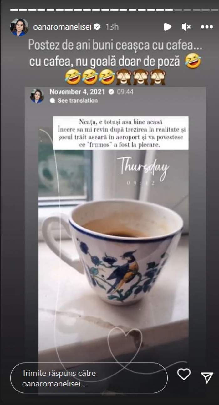 Detaliul pe care nimeni nu l-a observat la postarea din fiecare dimineață a iubitei lui Marius Elisei, Gabriela. Imaginile cu ceașca de cafea, o simplă coincidență? / FOTO