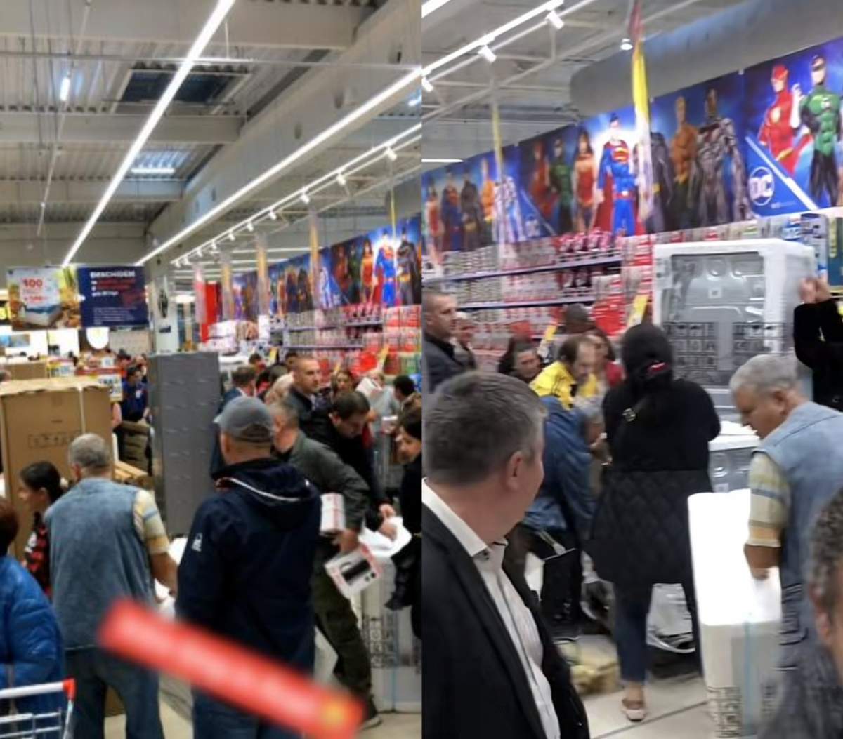 colaj din doua poze cu oameni centru comercial arad