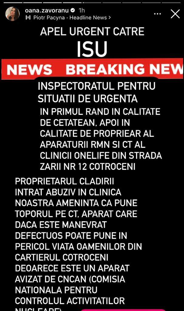 Oana Zăvoranu, amenințată de propietarul clădirii. Vedeta îl acuză că a furat din clinica ei: "A intrat abuziv și a zis că pune toporul”