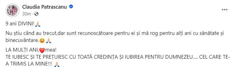 Gabriel, fiul cel mare al Claudiei Pătrășcanu și al lui Gabi Bădălău, a împlinit 9 ani. Mesajul emoționant pe transmis de mama sa: "Sunt recunoscătoare..." / FOTO