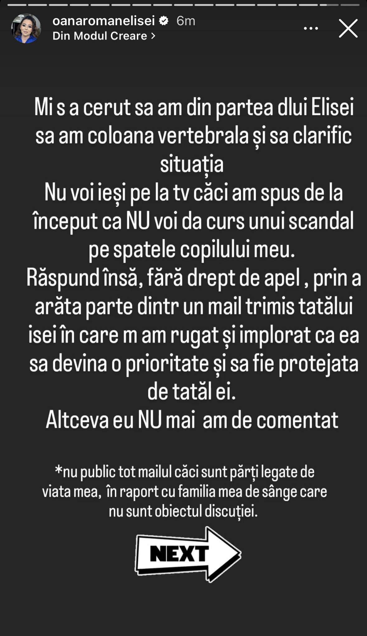 Oana Roman demonstrează că spune adevărul! Vedeta a publicat un mail pe care i l-a dat lui Marius Elisei, fostul soț! Ce l-a rugat pe acesta / FOTO