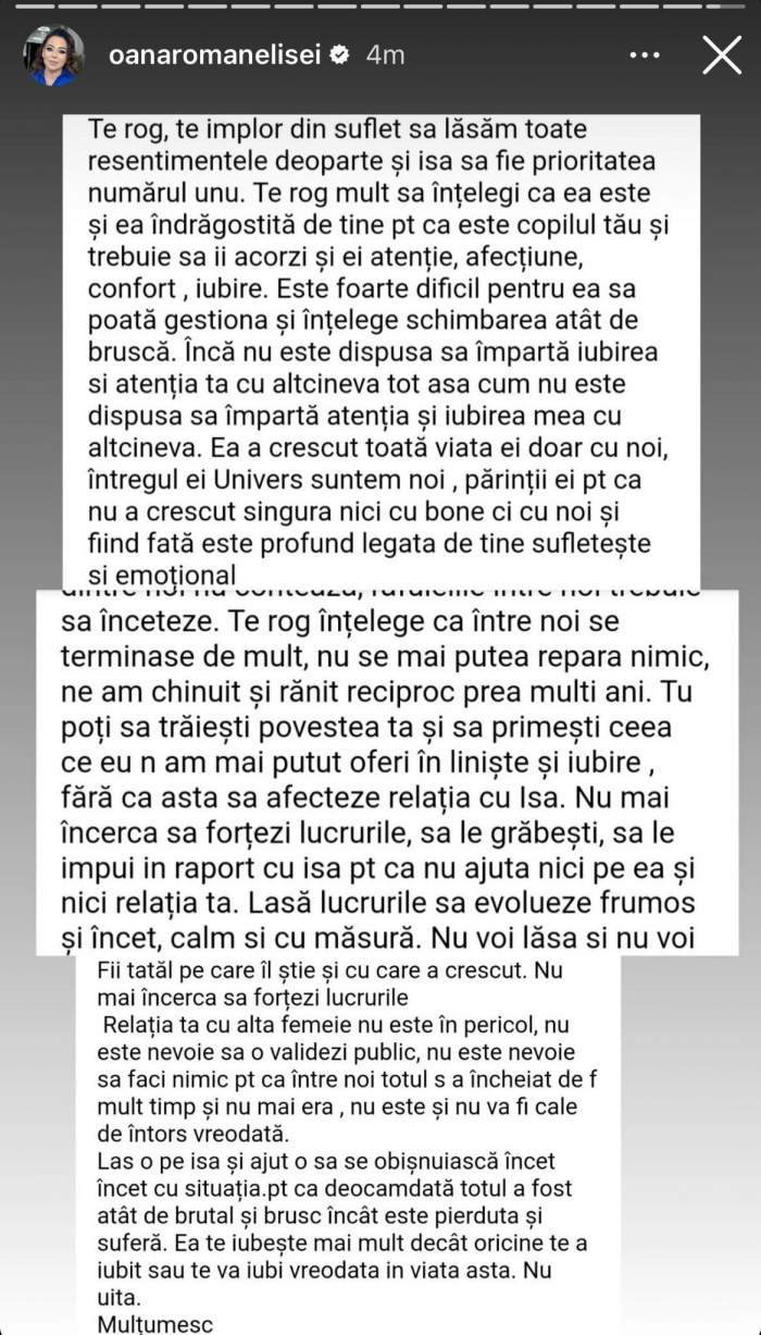 Oana Roman demonstrează că spune adevărul! Vedeta a publicat un mail pe care i l-a dat lui Marius Elisei, fostul soț! Ce l-a rugat pe acesta / FOTO