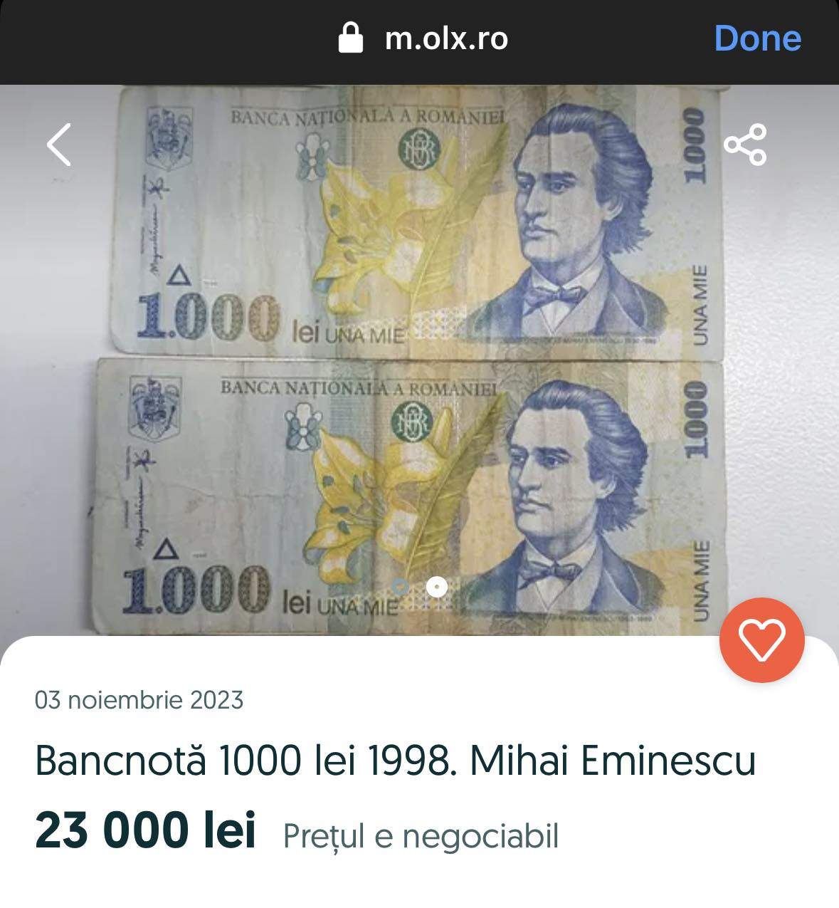 Bancnota care se vinde cu suma de 6.000 de lei pe OLX. Tu o ai acasă?