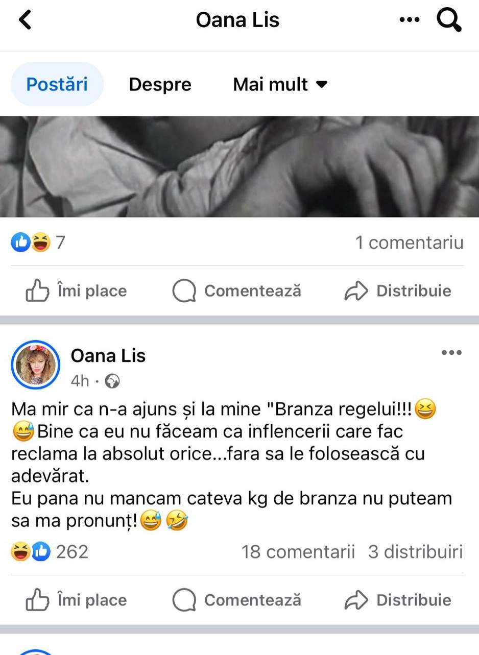 Oana Lis, ironie cu privire la scandalul provocat de „brânza regelui”: „Până nu mâncam câteva kilograme...”. Ce spune soția lui Viorel Lis despre farsă / FOTO