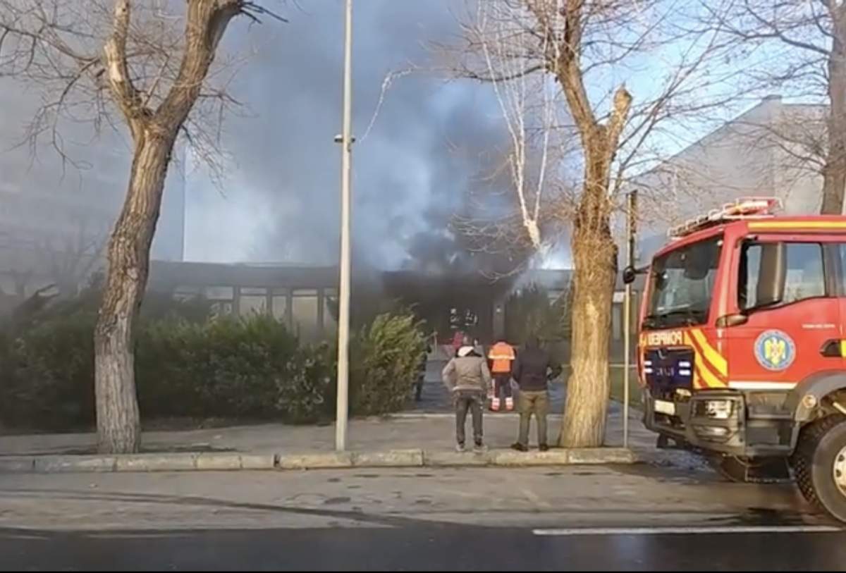 Incendiu la intrare în stațiunea Mamaia din Constanța, iar pompierii intervin pentru stingerea focului