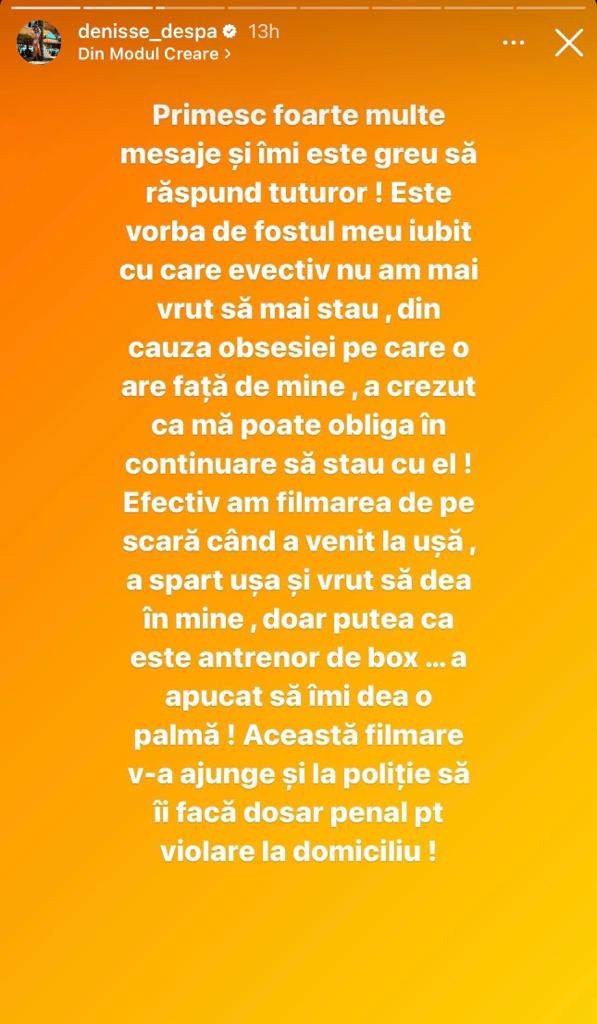 Denisa Despa, amenințată cu moartea de fostul ei iubit. Ce i-a spus bărbatul dansatoarei, după ce i-a spart ușa de la casă / FOTO