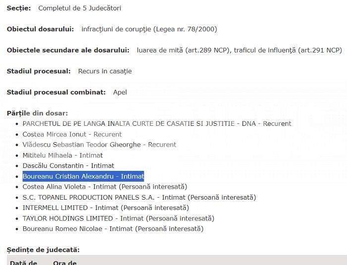 Curtea Supremă de Justiție, decizie definitivă în dosarul lui Cristian Boureanu / Citat în procesul deschis de colegi