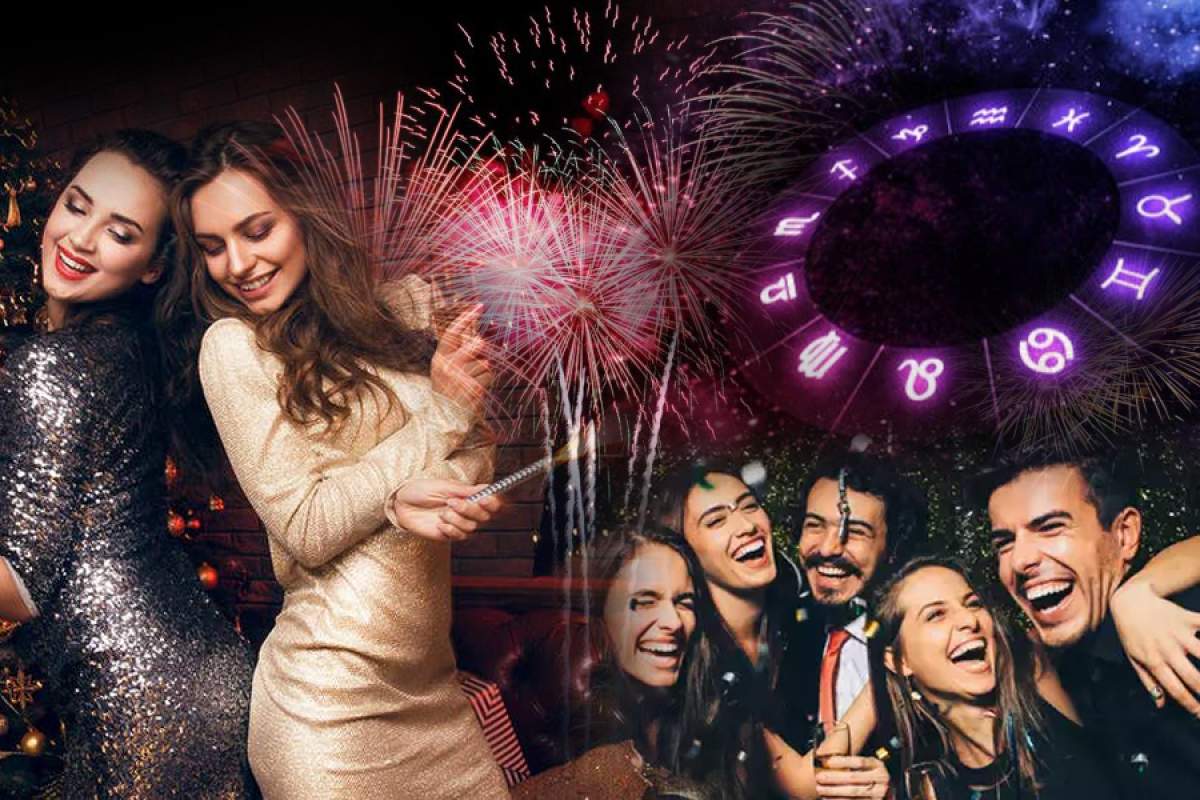 Una dintre cele trei zodii este Leu. mai multe persoane la petrecere și artificii