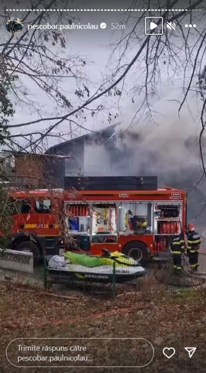 Taverna Racilor din Snagov, cuprinsă de flăcări. Un incendiu puternic a izbucnit la restaurantul lui Pescobar deschis recent / VIDEO