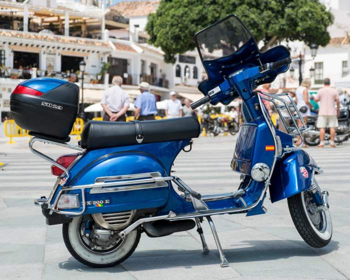 Vespa PX 200E. Întâlnire cu motociclete clasice Villa de Mijas 2017. Málaga, Spania.