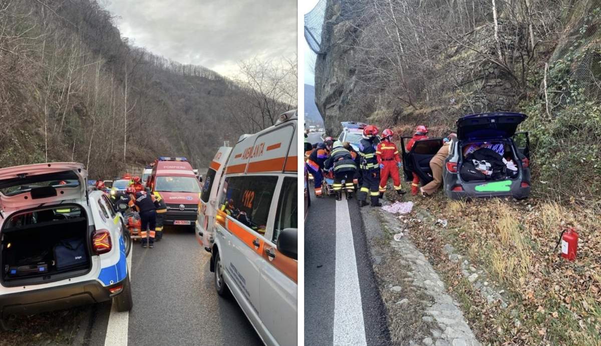Accident pe DN7 Trei persoane sunt implicate în teribilul incident, după ce un autoturism a intrat din plin într-un stâlp