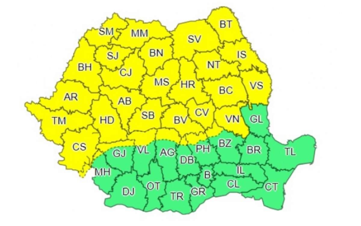 Harta României atenționare meteo