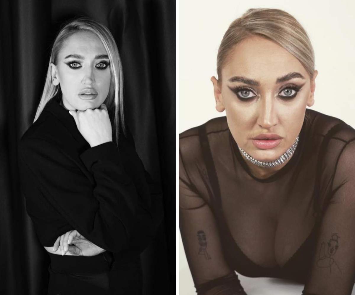 Colaj cu Ilona Brezoianu, prima imagine alb-negru, iar cealaltă color Colaj cu Ilona Brezoianu