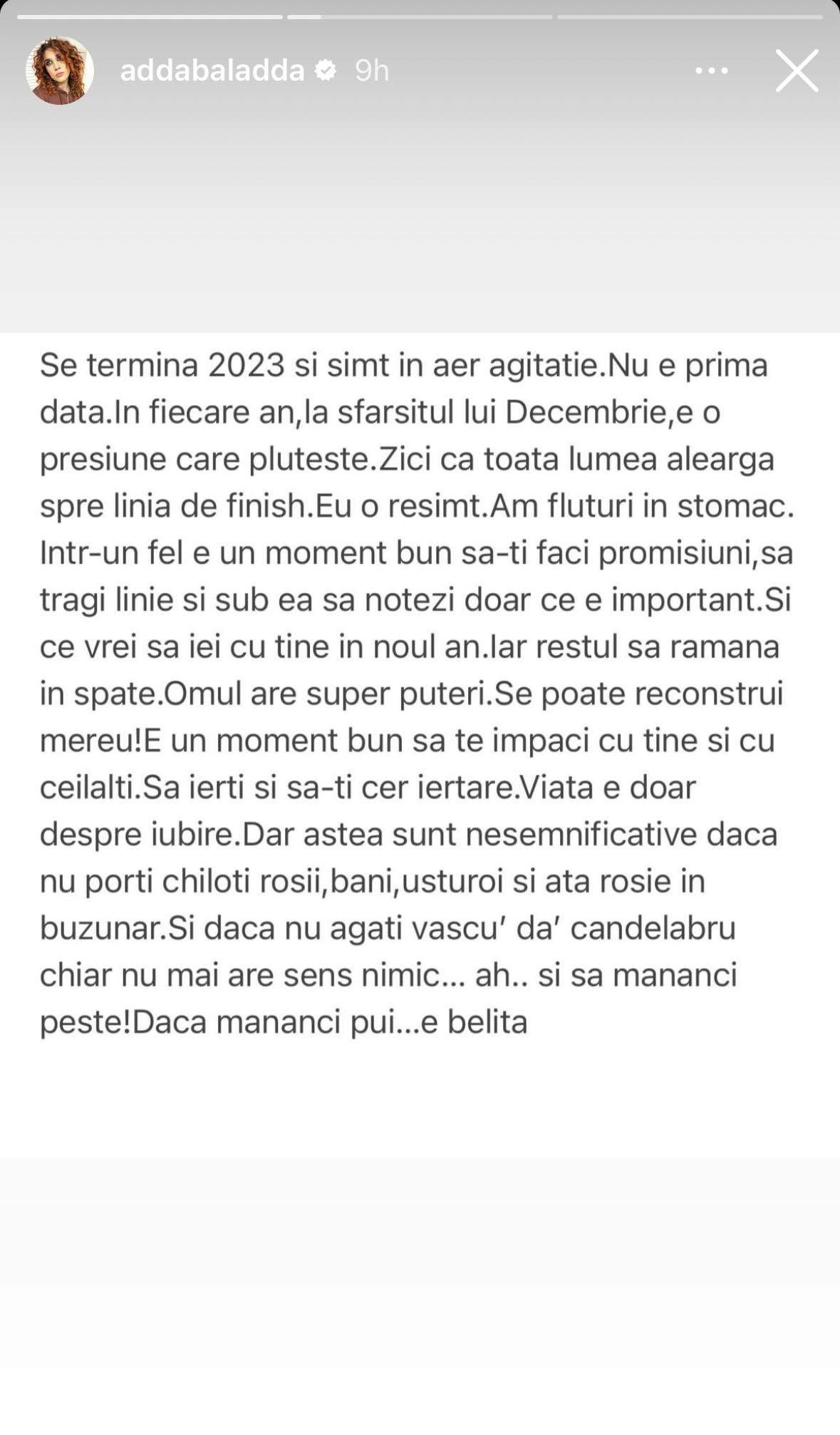 Adda, gânduri la sfârșit de an. Artista este dezamăgită de ce se întâmplă în jurul ei: „Simt în aer agitație...” / FOTO