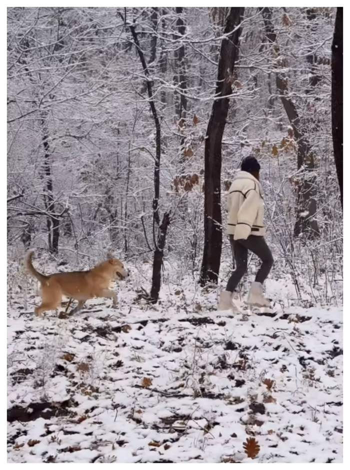 Sânziana Negru, imagini de poveste de la prima ninsoare, la noua casă. Ce a postat influencerița alături de iubitul ei, Ștefan Floroaica / FOTO